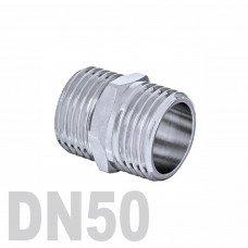 Ниппель двойной нержавеющий [нр / нр] AISI 304 DN50 (60.3 мм)