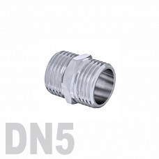 Ниппель двойной нержавеющий [нр / нр] AISI 304 DN5 (10.2 мм)