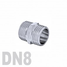 Ниппель двойной нержавеющий [нр / нр] AISI 304 DN8 (13.5 мм)