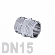 Ниппель двойной нержавеющий [нр / нр] AISI 316 DN15 (21.3 мм)